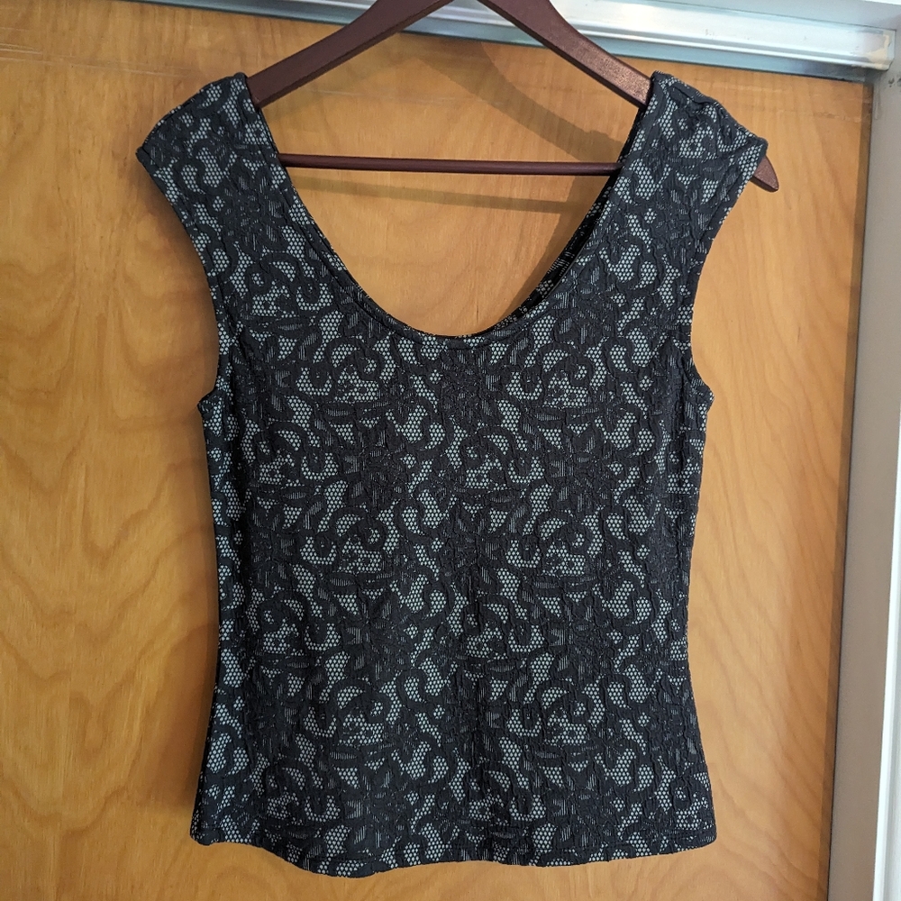 Black and Gray Lace Top